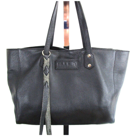 M.I.L.A Los Angeles Large Black Pebbled Leather Luxury Shoulder Tote Handbag - Picture 2 of 12